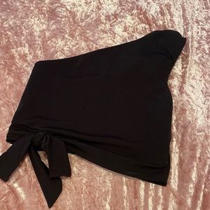 black one shoulder top! w tie on the side
